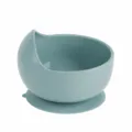 Teal silicone baby suction bowl with anti-spill scoop wall, safe infant feeding tableware. - Bowl / Haze Blue