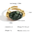 Stainless steel ring detail view featuring African turquoise stone and PVD 18K gold plating. - Turquoise Style (SR020395-GN)
