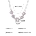 Stainless steel multi-star crystal pendant necklace detail shot showing size specs 40+5.5cm. - Multi Star Shape Micro Pave Choker Style (SN030154-S)