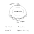 Stainless steel heart pendant jewelry detail showing size and material specifications clearly. - Multi Hollow Heart Micro Pave Bracelet Style (SB040136-S)