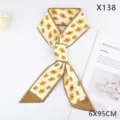 Khaki floral small silk scarf, elegant twilly hair band and neckerchief for women styling. - X138 Small Flowers Yellow