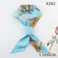 French style twilly scarf with chain tassel print, elegant accessory for women handbag. - Twill Tassel Chain (X282) / Blue