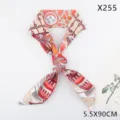 Chic owl botanical silk twilly scarf for handbag handle or hair ribbon accessory 5.5x90cm - Owl Botanical Champagne (X255) / 5.5X90CM