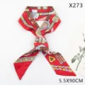 Rotes schmales Seidentuch mit luxuriösem Gürtel-Muster, schickes Band für Haare und Tasche. - Rot