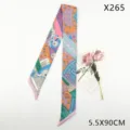 Elegant wheat chain print silk twilly scarf for women fashion hair band bag ribbon - Diagonal Ribbon (X265) / 5.5X90CM / Wheat Chain Pink