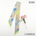 Wheat chain silk scarf female temperament tying bag versatile ribbon long streamer headwear - Diagonal Ribbon (X266) / 5.5X90CM / Wheat Chain Yellow