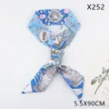 Owl print skinny silk twilly scarf for handbag handle or hair ribbon 5.5x90cm accessory - Owl Botanical Blue (X252) / 5.5X90CM