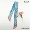 Blue paisley chain twilly silk scarf 5.5x90cm elegant hair ribbon for stylish bag decoration - Diagonal Ribbon (X267) / 5.5X90CM / Wheat Chain Blue