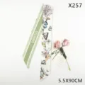 Chic butterfly print silk scarf hair ribbon for women, elegant long twilly bag ribbon. - Butterfly Floral Green