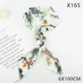 Floral ink painting twilly silk scarf for women, elegant long ribbon hair band for bag. - Mountain Pavilions (X165)