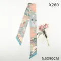 Floral animal print twilly silk scarf 5.5x90cm, versatile bag ribbon and hair band accessory. - 5.5X90CM / Curiosity Park Pink Blue (X260)