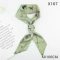 Vintage ink bamboo silk hair scarf ribbon for women, elegant long headband bag twilly. - Misty Rain Bamboo (X167)