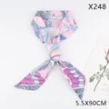 Pink floral skinny silk scarf twilly for women hair band handbag ribbon bow tie accessories. - X248 Twill Floral Bird Pink (5.5X90CM)
