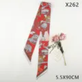 Wonderland silk scarf stylish hair band twilly ribbon for women bag decoration 5.5x90cm - 5.5X90CM / Curiosity Park Red (X262)