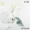 Chinese style ink bamboo silk ribbon scarf elegant hair band accessory for women 6x100cm - Spring Awakening (X169)