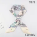 Beige silk twilly scarf with vintage poker cards print, elegant long skinny scarf. - Beige (X222)