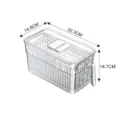Klare Plastik Kühlschrank Aufbewahrungsbox mit Abtropfkorb Timer Handgriff 32.3x14.8x14.7cm - Groß transparent [Integrierter Abtropfkorb]
