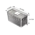 Transparente Kunststoff-Kühlschrank-Aufbewahrungsbox mit Abtropfkorb, Timer und Griff. - Groß transparentes Grau [Integrierter Abtropfkorb]