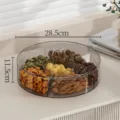 Transparente geteilte Obstschale, moderne runde Snack-Aufbewahrungsbox fuer den Wohnzimmertisch. - Einlagig mit Deckel / Transparent