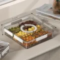 Transparenter geteilter Snack-Behälter, moderner klarer Mehrfächer Obst und Nuss Behälter. - Quadratischer Stil / 5 Fächer/Packung / Transparent