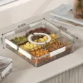 Transparente Kunststoff Snackbox mit Fächern für das Wohnzimmer, moderne Trockenobst Schale. - Quadratischer Stil / 6 Gitter Box / Transparent