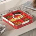 Geteilter Snack-Behälter mit klarem Deckel rotes Innenraster Trockenfrucht-Aufbewahrung - Quadratischer Stil / 6 Gitter Box / Rot