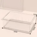 Clear plastic stackable storage box with lid, size 33x23x11cm, ideal for wardrobe organizer. - M / No Grid
