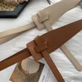 Women's wide coat belt stylish PU leather knot waist belt retro trendy waist cincher for dress - Camel