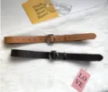 Close-up details of women pu leather belts featuring trendy metallic hexagonal buckle accessories. - 105cm / Coffee