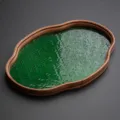 Vintage Begonien Glas Tablette mit Bambusrahmen, kleine Tee Tasse und Obst Aufbewahrung. - Begonien Tablett / L / Grün