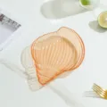 Piatto vetro arancione a forma di conchiglia, bellissimo vassoio per snack, elegante piatto frutta. - Orange Conch
