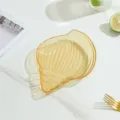 Piatto in vetro ambrato a forma di conchiglia, stoviglie per frutta, snack e decorazione della tavola. - Conchiglia Gialla