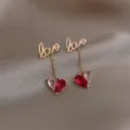 Gold love teardrop crystal drop earrings variant option fashion women jewelry accessory - 67# Handwritten Letter Two-Color Tassel Style