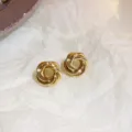 Gold-plated intertwined knot stud earrings, minimalist geometric fashion jewelry for women. - 1# Gold Multi-Ring Intertwined Geometric Knot