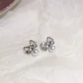 Silver rhinestone bow pearl stud earrings elegant fashion variant style charming jewelry - 16# Silver Earring Post - Silver Bow Knot with Artificial Pearl