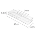 Transparent plastic drawer organizer, adjustable kitchen cutlery and silverware storage bin. - Large Wide (46x15x5.3cm)