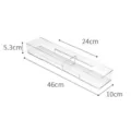 Transparent plastic kitchen drawer organizer with adjustable dividers for cutlery and spoons. - Large Narrow (46x10x5.2cm)