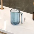 Nordic minimalist blue rinsing cup with handle, crystal-clear plastic toothbrush cup for home. - 401-500ml / Transparent Blue