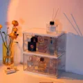 Scatola di immagazzinaggio per profumi in plastica trasparente, organizer per cosmetici da scriv. - Medio 2 Livelli