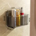 Bathroom wall mounted clear storage shelf punch free cosmetic organizer box 18x9.5cm - Wall-Mounted Shelf / S / Gray