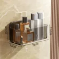Clear acrylic bathroom wall mounted shelf, adhesive shower organizer storage box for cosmetics. - Wall-Mounted Shelf / L / Gray