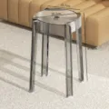 Transparent acrylic round stool modern minimalist household stackable high stool for indoor - High Stool / 25.7x30.2x41.5cm / Transparent Gray