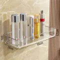 Clear acrylic bathroom wall shelf, adhesive shower caddy organizer for cosmetics and toiletries. - Extra Large Low Style / Clear