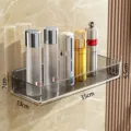 Transparent wall-mounted bathroom shelf acrylic storage rack for cosmetics and washroom. - Extra Large Low Style / Transparent Gray