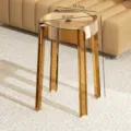Transparent acrylic round stool modern minimalist stackable vanity chair amber hue - High Stool / 25.7x30.2x41.5cm / Caramel color