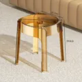 Transparent acrylic pinwheel stool stackable lightweight luxury home decorative round chair - Low Stool / 30.2x29.8x25.7cm / Caramel color