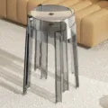 Transparent stackable round stool modern acrylic home dining chair minimalist space saving furniture - High Stool / 2 Pcs/Set / Transparent Gray