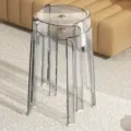 Transparent acrylic stackable stool, modern clear round chair for home living room bedroom - High Stool / 2 Pcs/Set / Clear