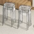 Transparent acrylic stackable stool modern clear round chair home variant for living room decor - High Stool / Set of 4 / Clear
