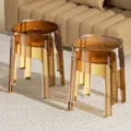 Amber transparent stackable whirlwind stool modern acrylic round chair for home living room decor - Low Stool / Set of 4 / Caramel color